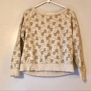NIGHT OWL PRINT oatmeal sweatshirt size medium
